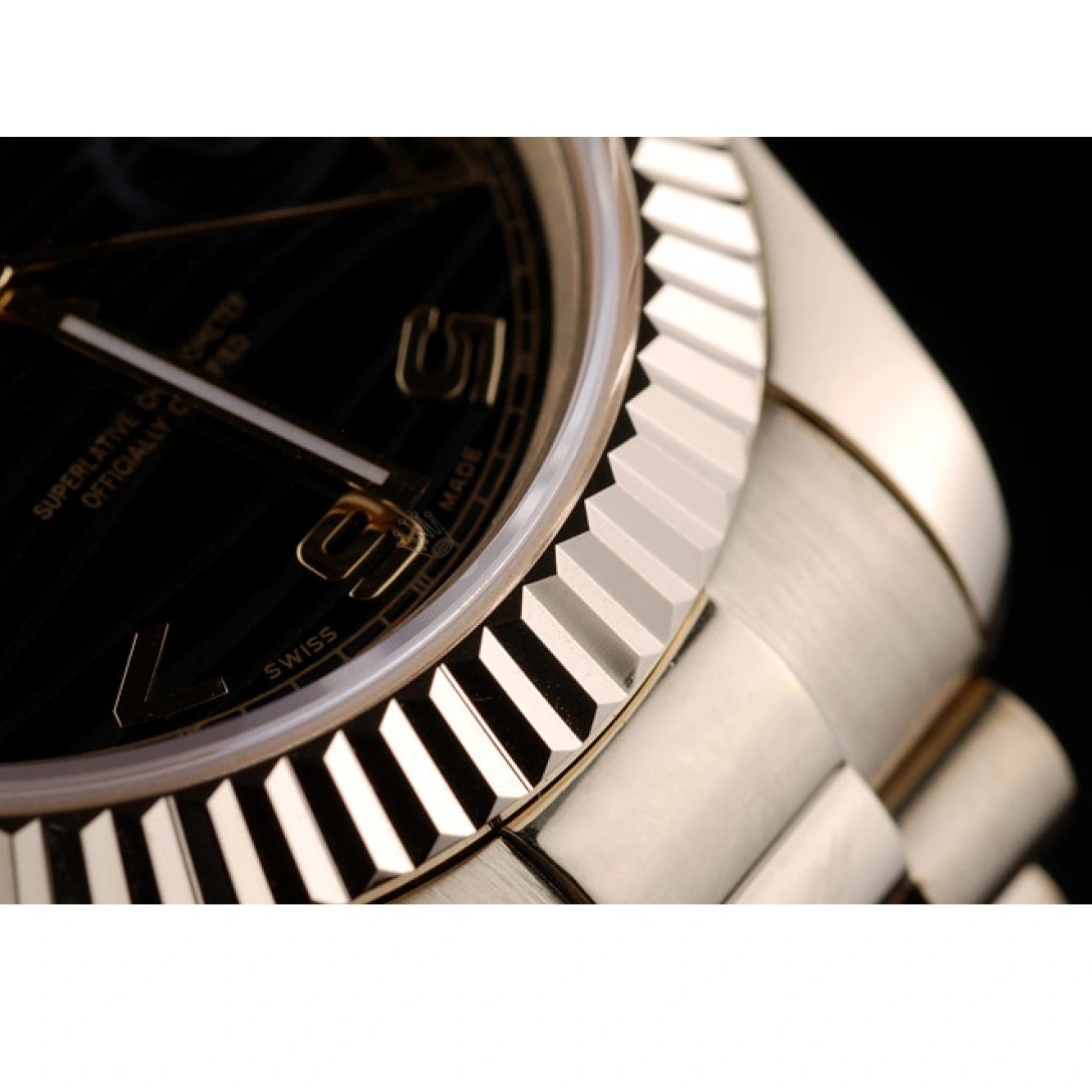 Aaa fake watches Dial 41980 Stainless Patterned Rolex Steel Strap DayDate Gold Black 1028